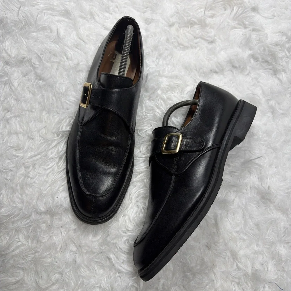 Vintage Made England Monk Strap Dress Shoes‎ Oxfords E.T Wright Black Mens 10.5